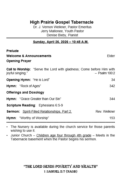 Bulletin Cover 26-4-26th, Left