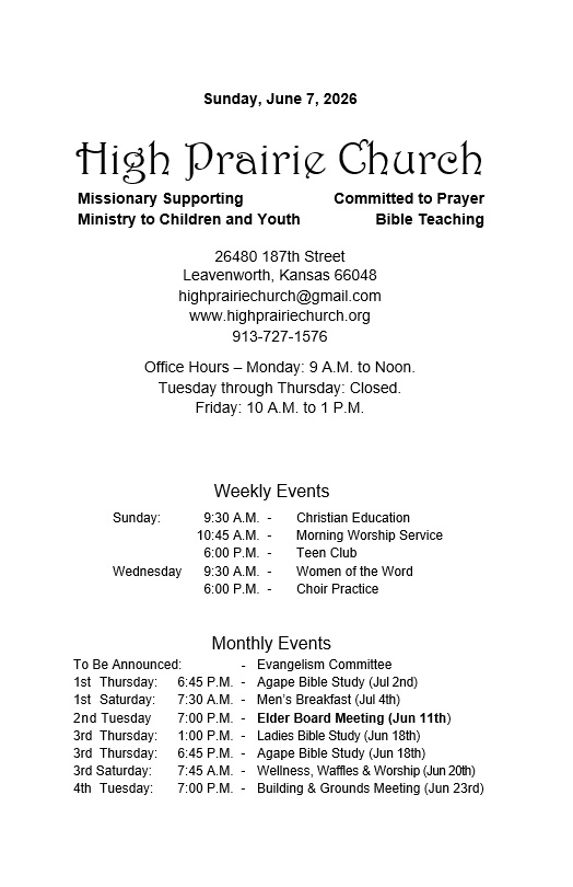 Bulletin Cover 26-6-7, Back