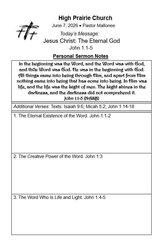 Bulletin Insert 26-6-14, Sermon Notes